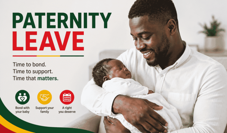 New father spending time with his newborn child during paternity leave.